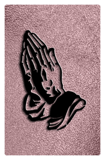 DF35T 516 BK SH OR Black Praying Hands Shimmer Orchid Background